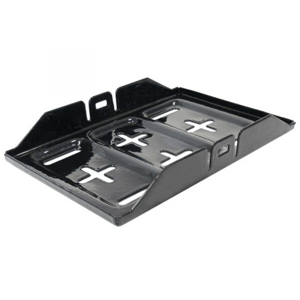 SMALL BLACK STEEL BATTERY TRAY INNER DIM:185 X 275MM